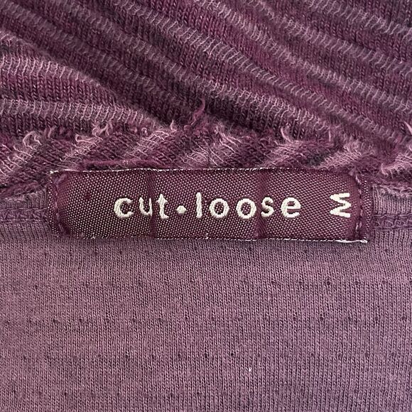 Cut Loose Open Front Long Cardigan Size M Pockets Fringe Stripe Textured Duster - Picture 12 of 15